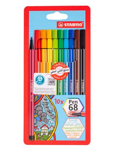 STABILO Pen 68 Fiber-Tip Art & Writing Pens - 10pc Colourful Tension Set for School, Office & Creative Projects - Image 2